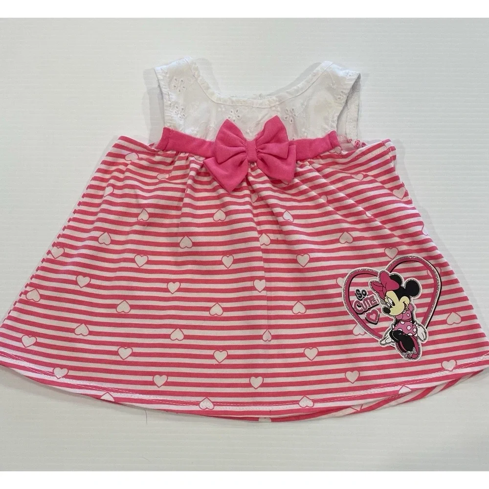 Disney Baby Girl Cotton Cozy Dress 0-3 M Months‎ Minnie Mouse Vacation Excellent